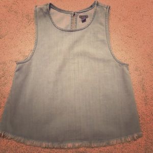 Chambray Tank Top with Subtle Open Back
